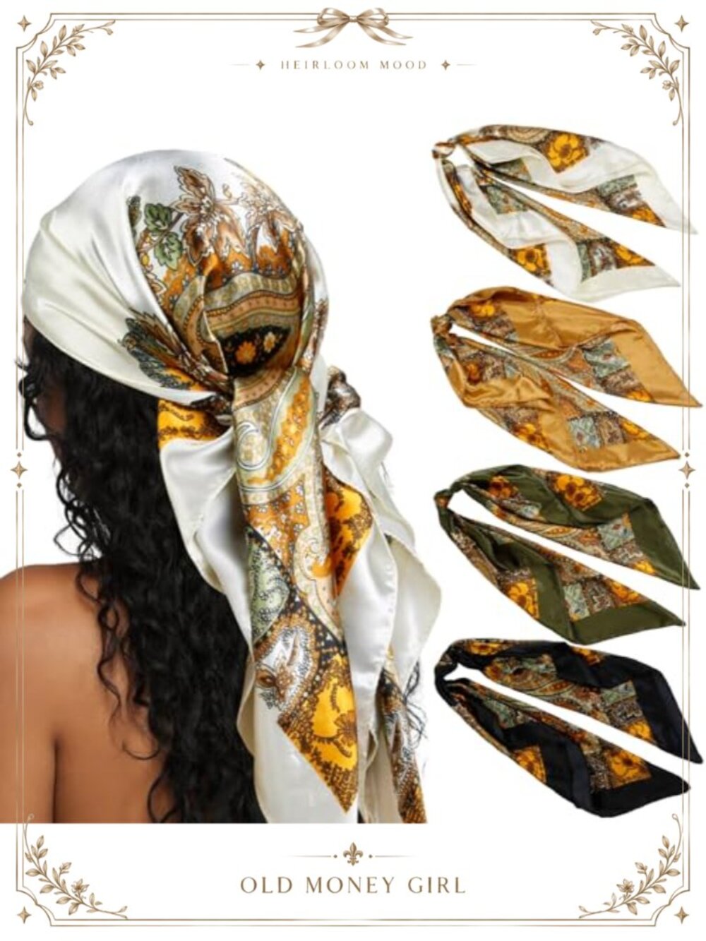 Silk Blend Square Scarf Set 4 Pack Head Scarf Bandana 35x35